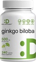 ENTWICKLUNG Ginkgo Biloba 500mg pro Servierung, 240 Kapseln, 4 Monate Versorgung – Angebaut in Nordasien – Extrastärke, fördert Hirnfunktion