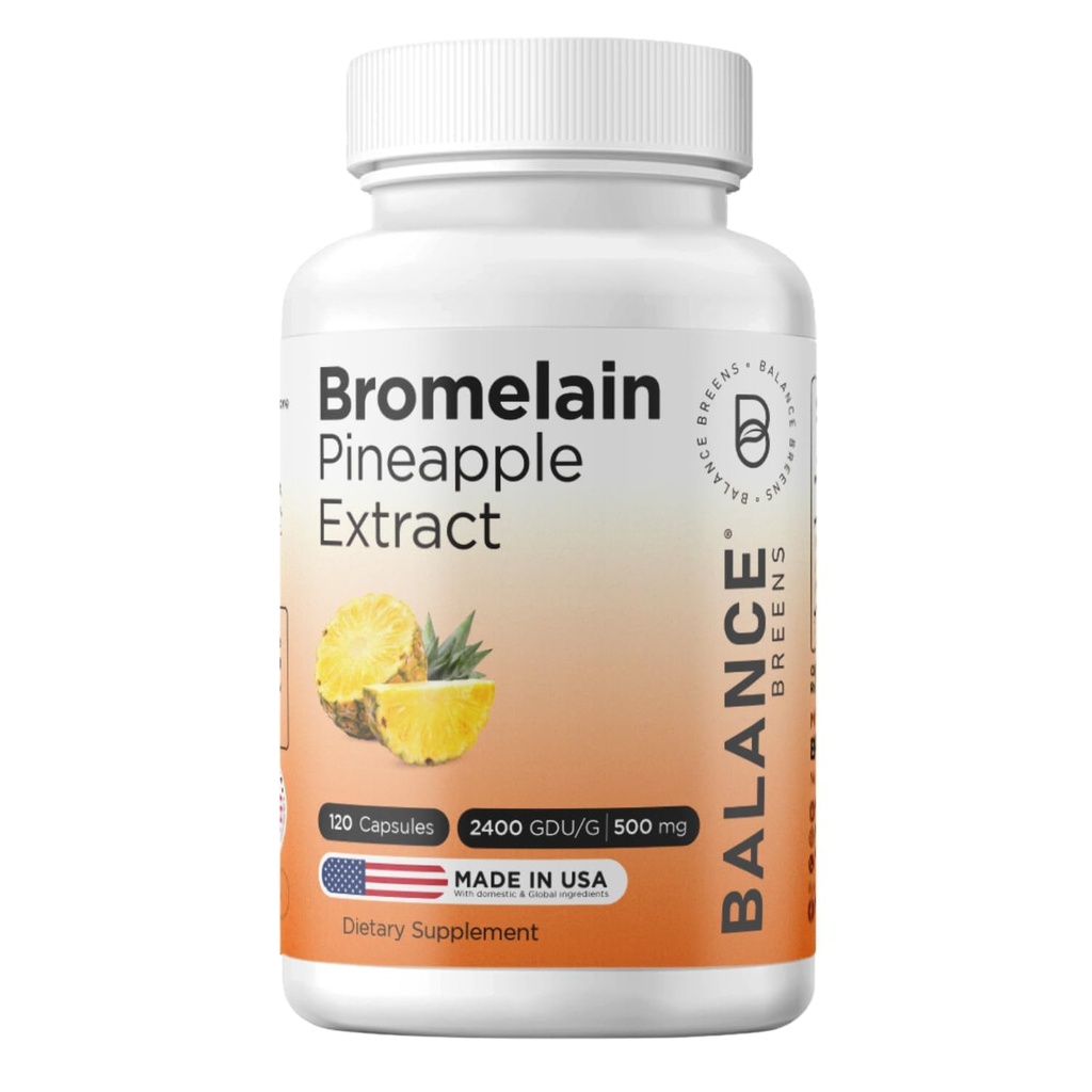 Balancebreens Bromelain 500mg, 120 Kapseln - Ananasextrakt Verdauungsenzym, unterstützt Verdauungs- und Gelenkgesundheitsergänzung