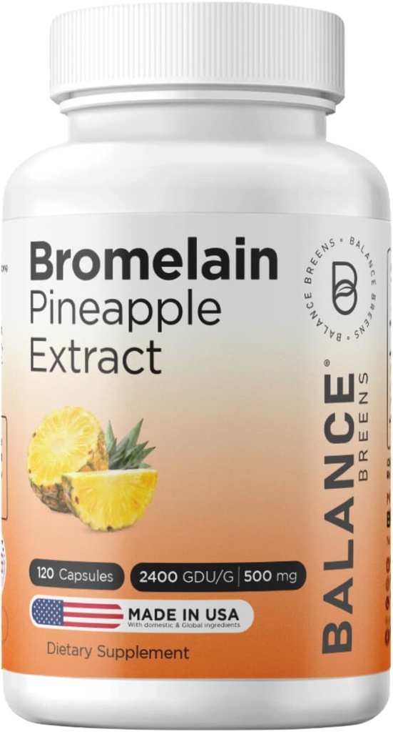 Balancebreens Bromelain 500mg, 120 Kapseln - Ananasextrakt Verdauungsenzym, unterstützt Verdauungs- und Gelenkgesundheitsergänzung