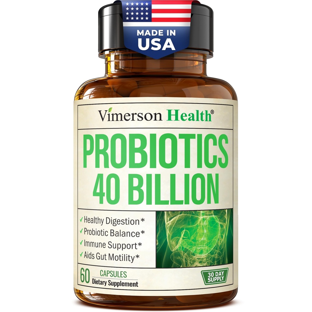 Probiotiques pour les femmes et les hommes avec des prébiotiques - 40 milliards CFU Probiotiques pour la santé digestive, la santé de Gut et supplément de soutien immunitaire - Lactobacillus Acidophilus Probiotique - Végétarien, sans soja et sans lait
