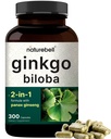 NatureBell Ginkgo Biloba 6.000mg mit Panax Ginseng 500mg pro Servieren | 300 Kapseln – Max Strength Ginko Biloba Extract Supplements - Fördert Gedächtnis, Fokus und Gehirngesundheit