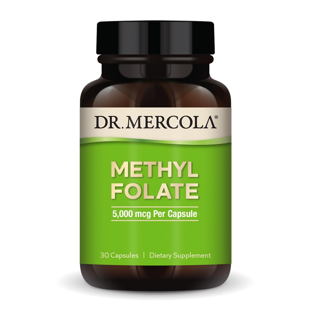 Dr Mercola Folate de méthyle - soutient la désintoxication et la santé cellulaire - Folate 5-MTHF - Formule biodisponible - 5 mg - 30 capsules