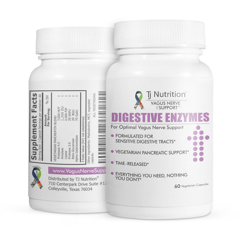Verdauungsenzyme für empfindliche Stomachs - unterstützt Vagus Nerve, vegetarische Pankreasunterstützung, zeitgemäße Freisetzungsformel für optimale Gutgesundheit, verbessert die Nahrungsdigestion & Gut Flora