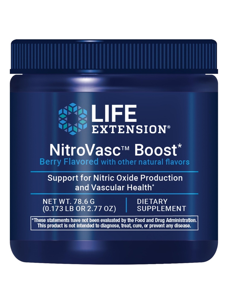 Life Extension NitroVasc Boost, Blutfluss-Ergänzung, Stickstoffoxid-Unterstützung, Herzgesundheit, L-Arginin, Glutenfrei, Non-GMO, Vegetarisch, 1 Scoop, 30 Portionen