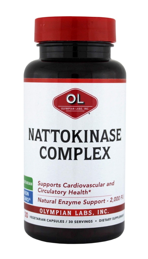 Olympians Labs Nattokinase Complex avec des suppléments à base de plantes extraites de graines de raisin, Superior Heart Health Support - 30 capsules quotidiennes