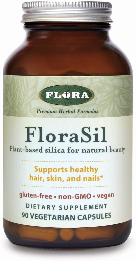 Flora FloraSil 90 Veg Kapseln - Silica Ergänzung mit Pferdeschwanz Extrakt für gesundes Haar, Haut und Nägel* - Unterstützt Kollagenbildung