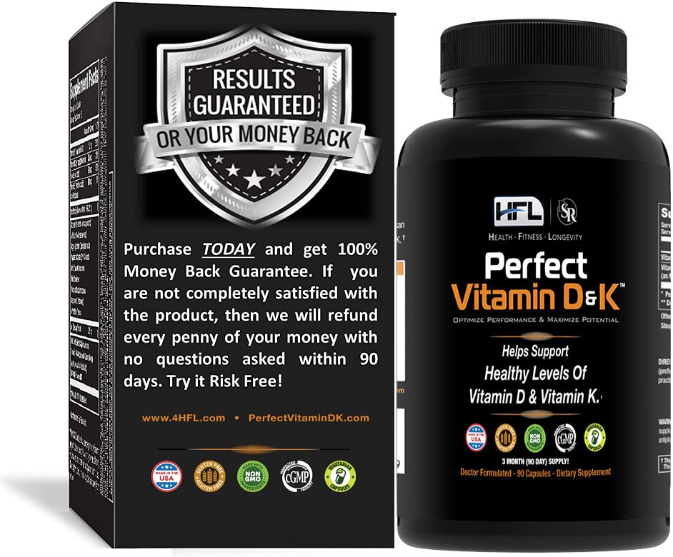 HFL Perfect Vitamin D&K von Dr. Sam Robbins | Vitamin D3 & K2 (MenaQ7® MK-7) | 3 Month Supply | 2X Absorbierbar . Vegan, Plant-Based, Micro-Encapsulated.