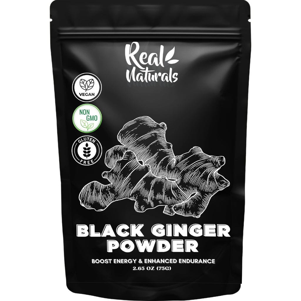 Black Ginger Powder (2.64 Oz) kaempferia parviflora von Real Naturals. Förderung von Energie und Stamina