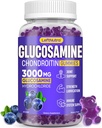 Glucosamin Chondroitin Gummies 3000mg, Advanced Glucosamine Chondroitin Msm, Joint Support Supplement, Antioxidante Immununterstützung, Knochen und Gelenke Flexibilität, Stärke und Mobilität, Blueberry Flavor