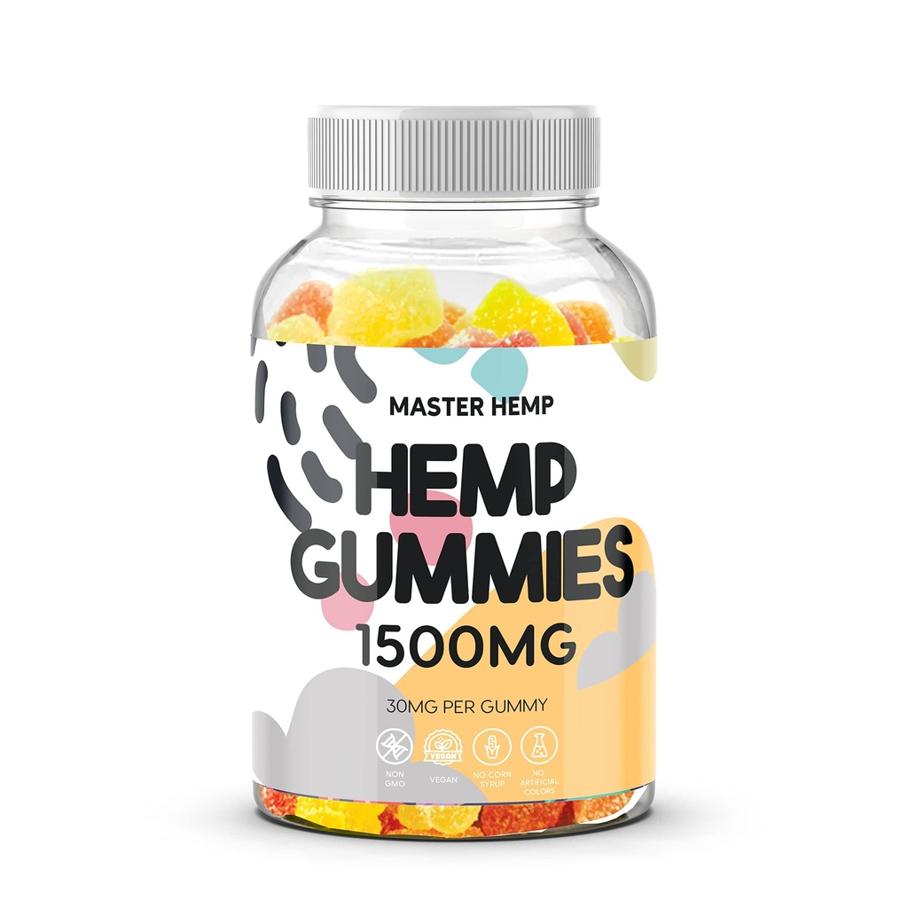 Bio Hanf Gummi Natürliche reine Hanf Öl Extrakt - L-Theanine Meer Moss Vitamin B2 Brains Extra Stärke Hohe Potenz Edible Vegan Natur Blatt Made in USA