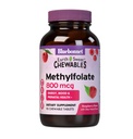 Bluebonnet EarthSweet Methylfolate 800 mcg Coenzyme Cellulaire active 5-MTHF L Supplément de folate de méthyle - Soutien prénatal et énergétique* - Non-OGM, végétalien, sans gluten - Framboise - 90 comprimés à croquer