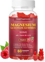 Magnesium Glycinate Gummies 500mg, Chewable Magnesium Supplement with Vitamin D3, B6, CoQ10, for Relaxation, Sleep & Mood Support, Calm Magnesium Gummies - 60 Raspberry Gummies