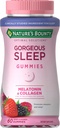 Bounty de la nature Solutions optimales Mélatonine de sommeil magnifique 5mg Gommies avec collagène, 60 comtes, saveurs de fruits assorties, 30 portions totales