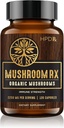 HPD Rx Mushroom Rx Organic Mushroom Extract Blend Max Immunity Dose, Lion, Mane, Chaga, Reishi, Shiitake Maitake & Turquie Tail Mushroom Suppléments: 2250 mg, 30 jours d'approvisionnement, Pack de 1
