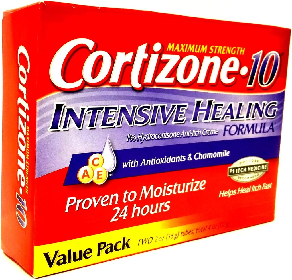 Cortizone 10 Maximale Strenght Intensive Heilung 1% Hydrocortison Anti Itch Cream Zwei 20z Tubes, Insgesamt 4 oz