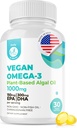 DR. MORITZ Vegan Omega-3 Softgels für Erwachsene und Kinder, aus Algae Öl mit DHA EPA, Small Algae Omega 3 Supplements, Vegan, 30 Count