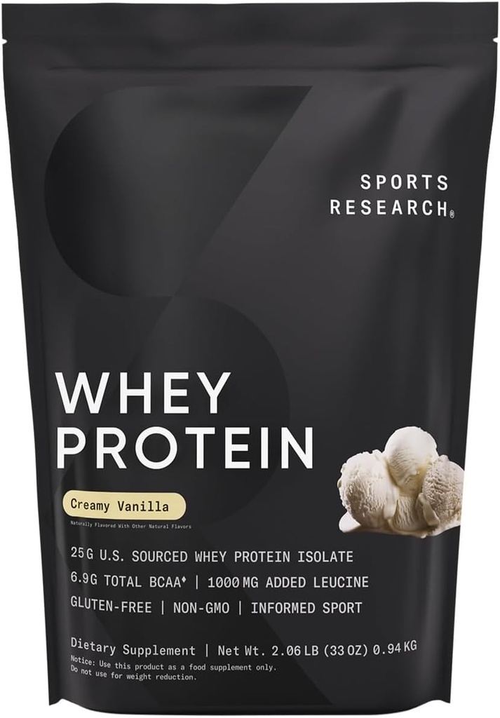 Sportforschung Whey Protein Isolate - Sports Nutrition Protein Powder 25g pro Servierung - 2.1lb Bag Whey Protein - Vanilla Flavor - Bulk Protein Powder, 26 Portionen