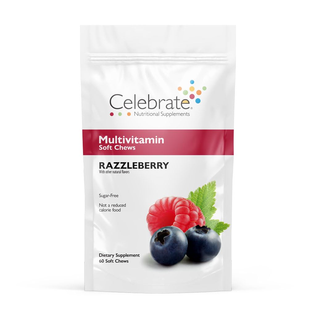 Celebrate Vitamine Bariatric Multivitamin Soft Chews - essentielle Vitamine & Minerals, Zucker & Glutenfrei - Magen Bypass &amp; Sleeve Gastrectomy Supplement - Berry (60ct)