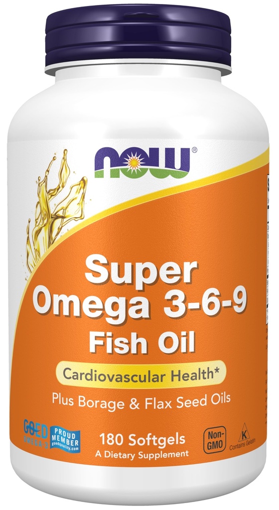 MAINTENANT compléments alimentaires, Super Omega 3-6-9 1200 mg avec un mélange d'huiles de poisson, de bore et de lin, 180 softgels