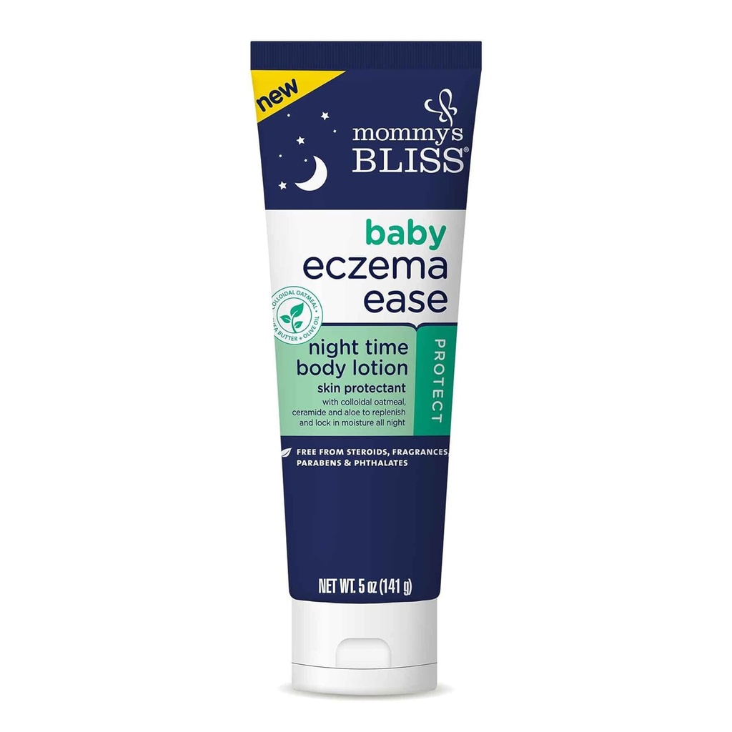 Mommy's Bliss Eczema Ease Night Moisturizer w/Colloidal Oatmeal, Shea Butter & Olivenöl, Relieves Skin Irritations & Itching aufgrund Eczema, Ceramide & Aloe, frei von Steroiden & Phthalate, 5 Unze