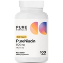 PureFormulas reines Niacin - Vitamin B3, 500 mg Sofortfreisetzung Niacin 500mg - Nicotinsäure 100 Tabletten - Non-GMO B3 Vitamine Niacin Ergänzung