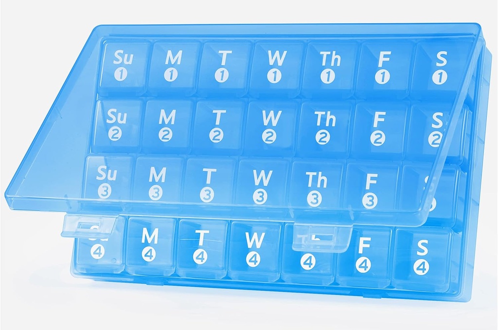 Große monatliche Pille Organizer, 28 Tage Pille Box 1 Mal am Tag, 4 Wochen ein Monat Pille Fall Container,Travel Friendly Medicine Organizer für Vitamine, Fischöle, Beilagen