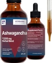 HERBANA MANUFACTURING Ashwagandha Flüssigkeitstropfen Extrakt - Muskelrückgewinnung Tinktur - Withania Somnifera Tropfen - Hohe Potenz