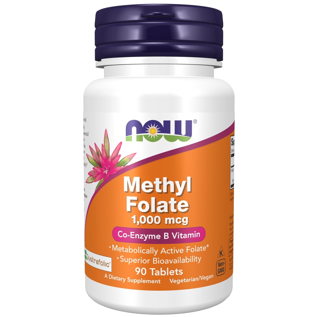 NOW Foods Supplements, Methylfolat 1.000 mcg, metabolisch aktives Folat*, Co-Enzym B Vitamin, 90 Tabletten