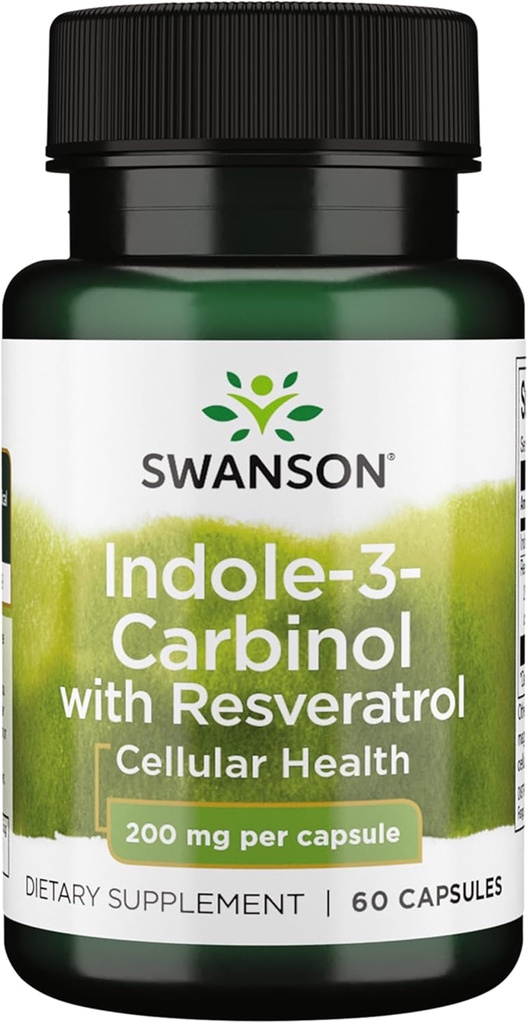 Swanson Indole-3-Carbinol mit Resveratrol - I3C Supplement Förderung Cellular Protection - Natürliche Ergänzung zu helfen, gesunde Hormon Balance zu halten - (60 Kapseln, je 200 mg)