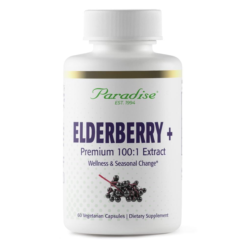 Paradise Herbs Elderberry mit Zinkextrakt, unterstützt Körper natürliche Verteidigung, Super Potent, Ultra Pure, Vegan, Non GMO, Glutenfrei, 60 vegetarische Kapseln