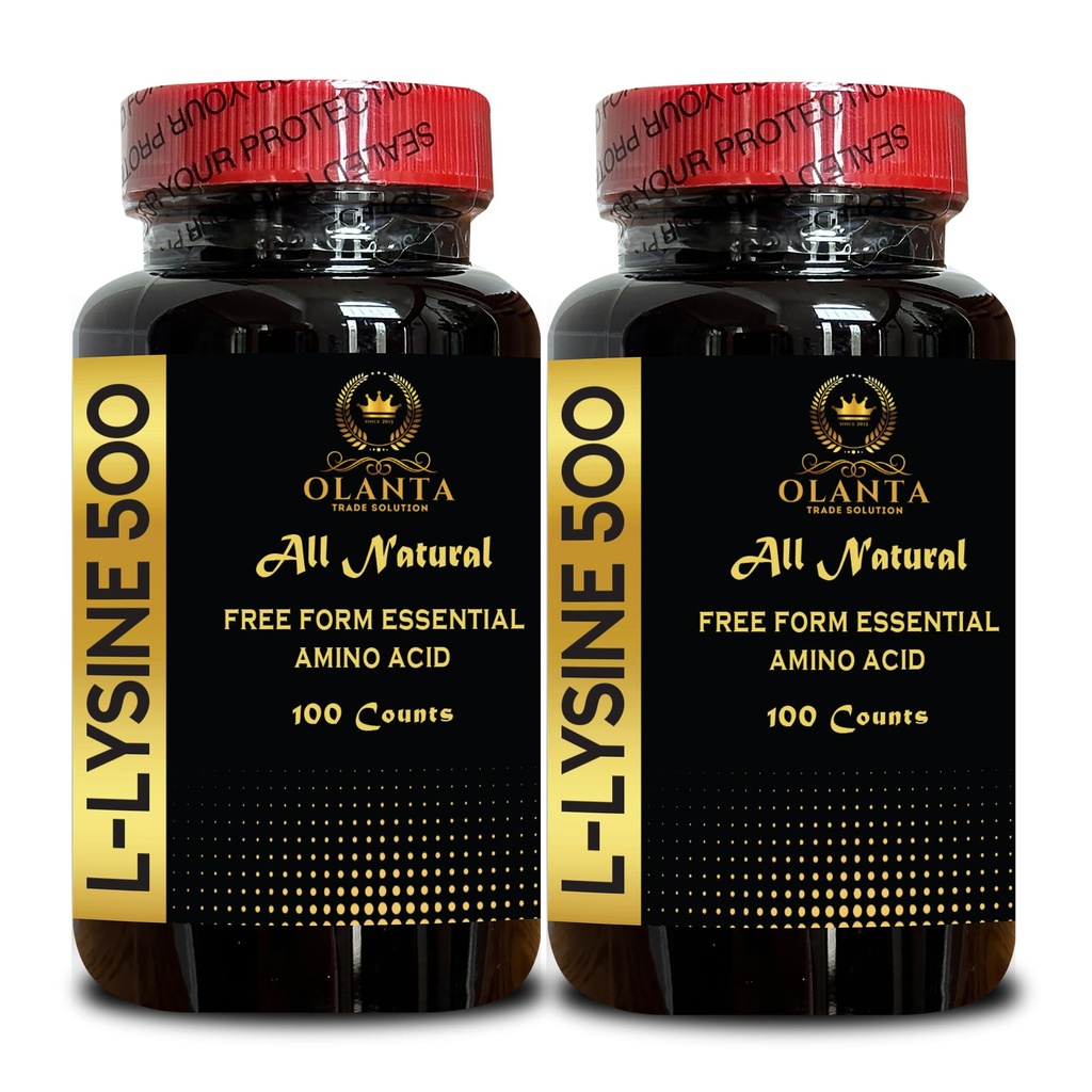 L-LYSINE 500 - L-Lysine 500mg, für gesunde Immunfunktion, unterstützt Kollagensynthese, Soja-frei, Glutenfrei, Non-GMO, Lysine-Ergänzung unterstützt gesunde Lip- und Oralgewebe - 2 Flaschen 200 Zähler