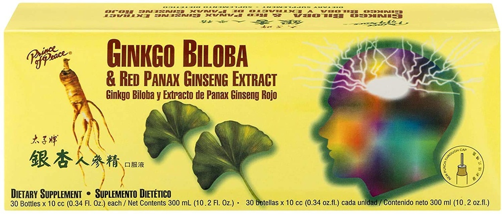 Prince of Peace Ginkgo Biloba und Red Panax Ginseng Extract,30 Flaschen 0.34 oz