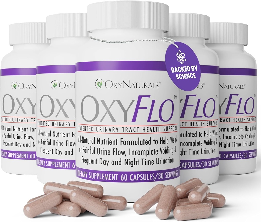 OxyFlo Bladder Control Pillen für Frauen und Männer - Reduce Overactive Bladder & Leakage - Unterstützt Urinary Tract (UTIs) Potent Blend of Clinical Proven, Natural Ingredients 5 Flaschen (150 Servierungen)