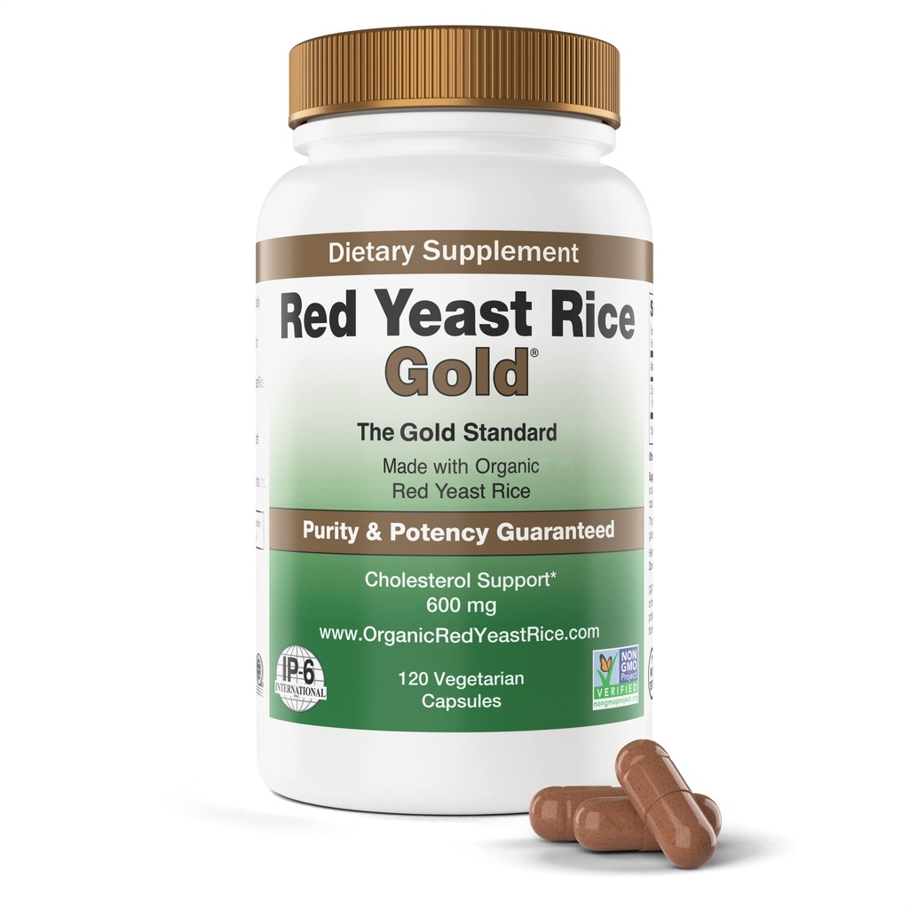 Hergestellt mit 600 mg Organic Red Yeast Rice - IP6 International - 120 vegetarische Kapseln