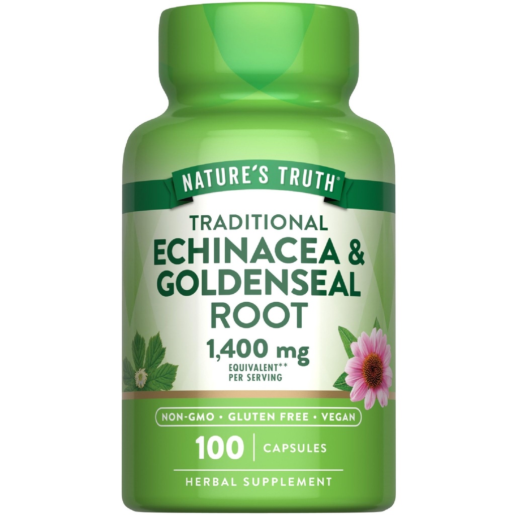 Nature's Truth Echinacea Goldenseal Kapseln | 1400mg | 100 Count | Vegan, Non-GMO & Gluten Kostenlose Ergänzung | Kräuter-Unterstützung Complex