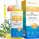Sea Moss & Ashwagandha Root Drops - 10X Stronger Seamoss & Ashwagandha für Frauen & Männer, Sea Moss Drops für Stimmung, Immunität, Verdauung, Energie, Haut, Haar Joint(Lemon Flavour - 80 Servierungen