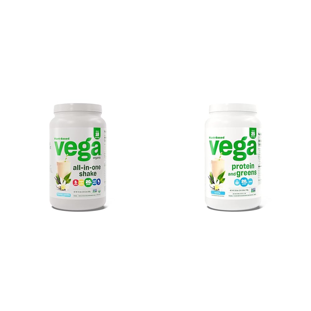 Vega poudre de protéines biologiques tout-en-un et protéines végétales et vertes poudre de protéines, Vanille - 20g de protéines végétales et légumes