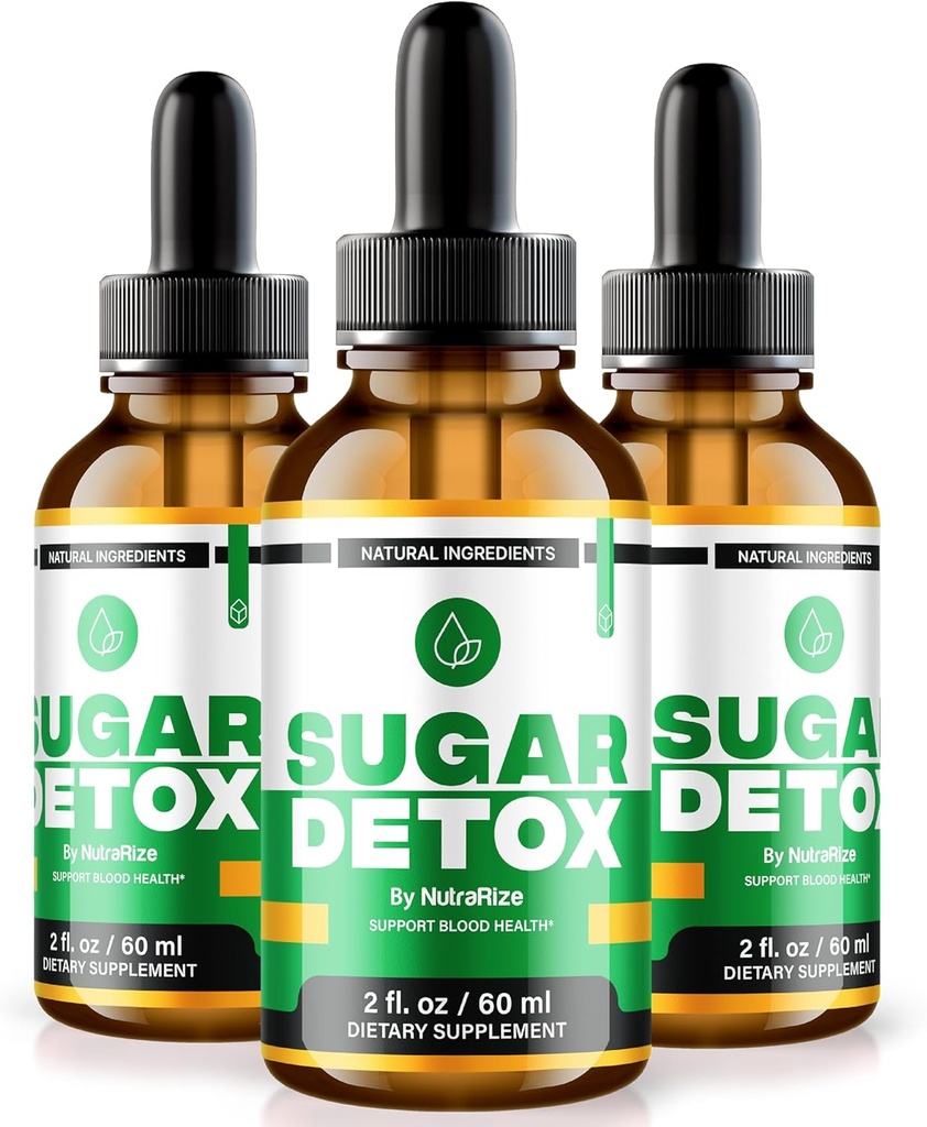 NutraRize (3 pack) gouttes de détox de sucre, gouttes de détox de sucre, défi de détox de sucre de 21 jours, nettoyage liquide tout naturel pour les débutants, haute formule de sang Gotas critiques (90 portions)
