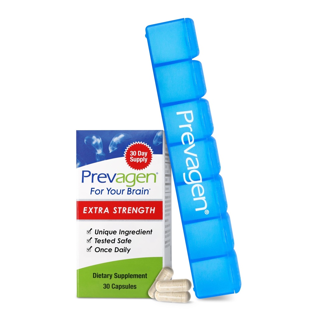 Prevagen Extra Strength - 30 Kapseln (1 Monat Versorgung) | Formuliert für Ihr Gehirn | 20mg Apoaequorin Plus Vitamin D3 mit 7-tägiger Pille Minder
