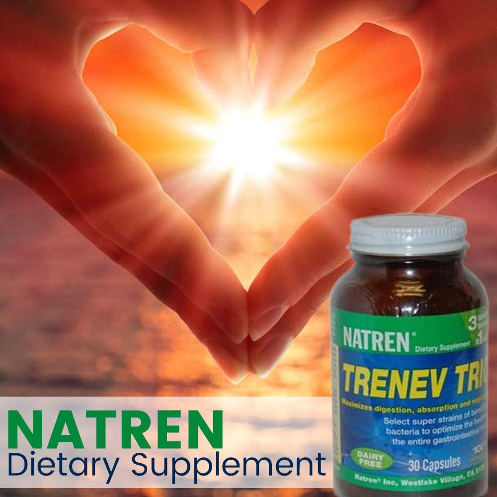 Biotherapie Natren Trenev Trio Probiotic Capsule - Drei-in-One Dairy-freie Nahrungsergänzung - für gesunde Darmflora, Aid Digestion & Absorption - 30 Kapseln Jeder mit 30 Billion CFU