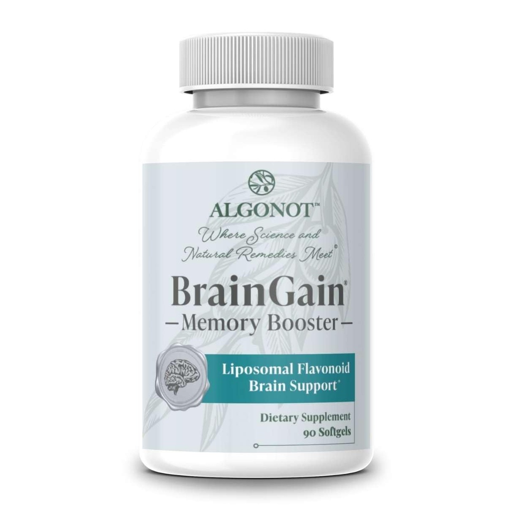 BrainGain, Luteolin & Key Ingredients with EVOO. May Support The Body in Reducing Stress While Increasing Cognitive Function. The only liposomal Luteolin Products Using Olive Pomace Oil.