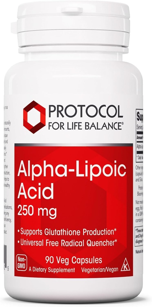 PROTOKOLL FÜR LIFE BALANCE Alpha-Lipoic Acid Supplement - 600mg ALA - Oxidativer Stress Quencher, Blutfluss und Herzgesundheit - Kosher & Dairy Free - 60 Veg Capsules