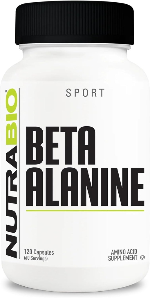 NutraBio Beta-Alanin-Ergänzung, 800mg - Glutenfreie Vor-Workout-Ergänzung zu Buffer Lactic Acid, Muskel Fatigue und Soreness, 120 Kapseln
