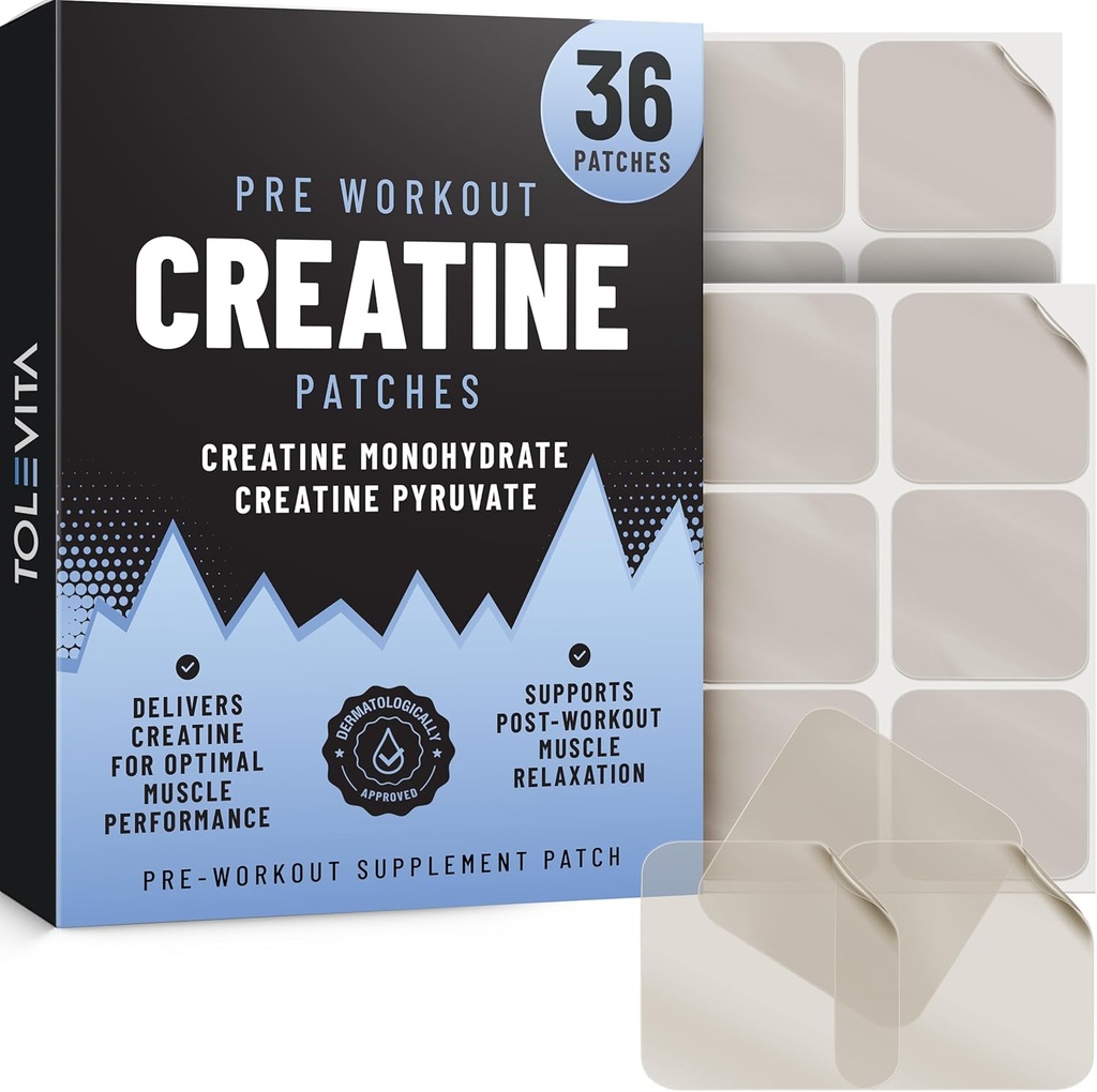 Pre Workout Creatine Patches - 36 Pcs | Creatine Monohydrate & Pyruvate | Energy Support & Muscle Recovery | Easy-to-Use Adhesive Patches für Fitness, und Active Lifestyles