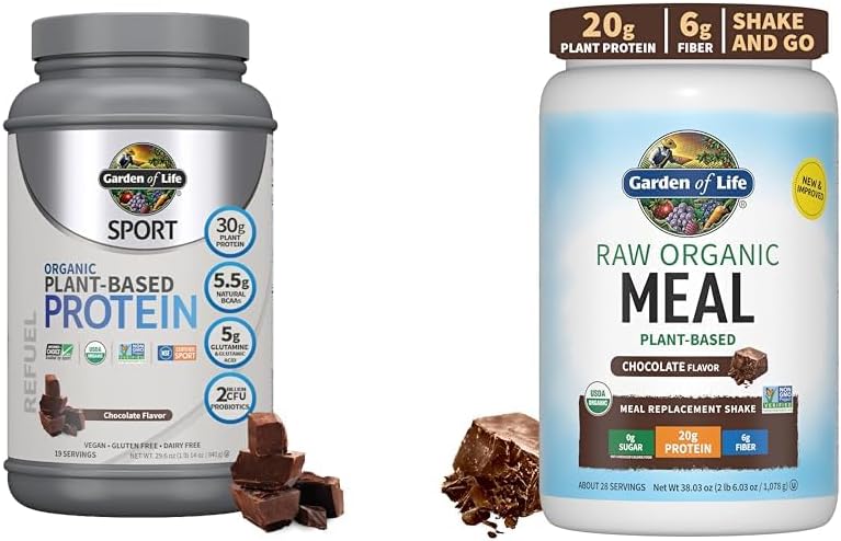 Garten des Lebens Bio Vegan Sport Protein Pulver, Schokolade - Probiotics & Raw Organic Meal Ersatz Shakes