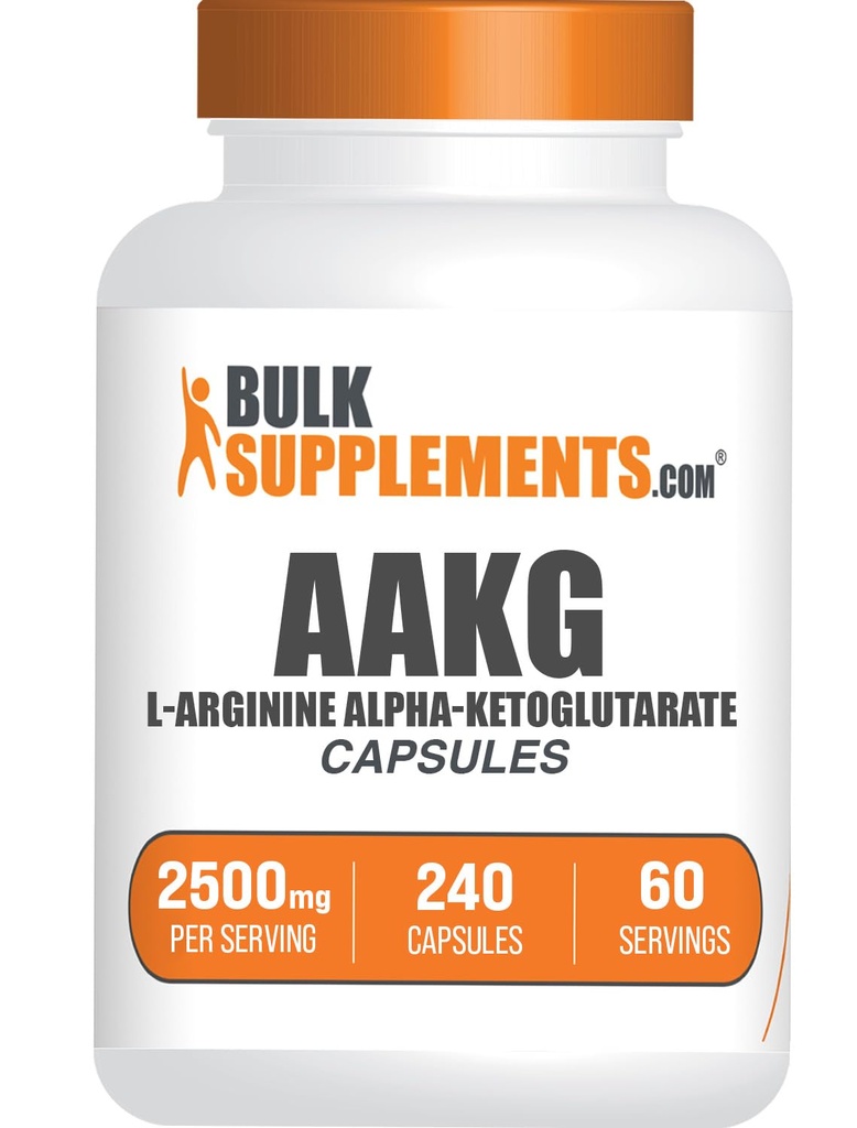 BulkSupplements.com AAKG Kapseln - L-Arginin Ergänzung, Nitric Oxid Ergänzung - Glutenfrei, 4 Kapseln pro Servierung, 240 Zähler (Pack von 1)