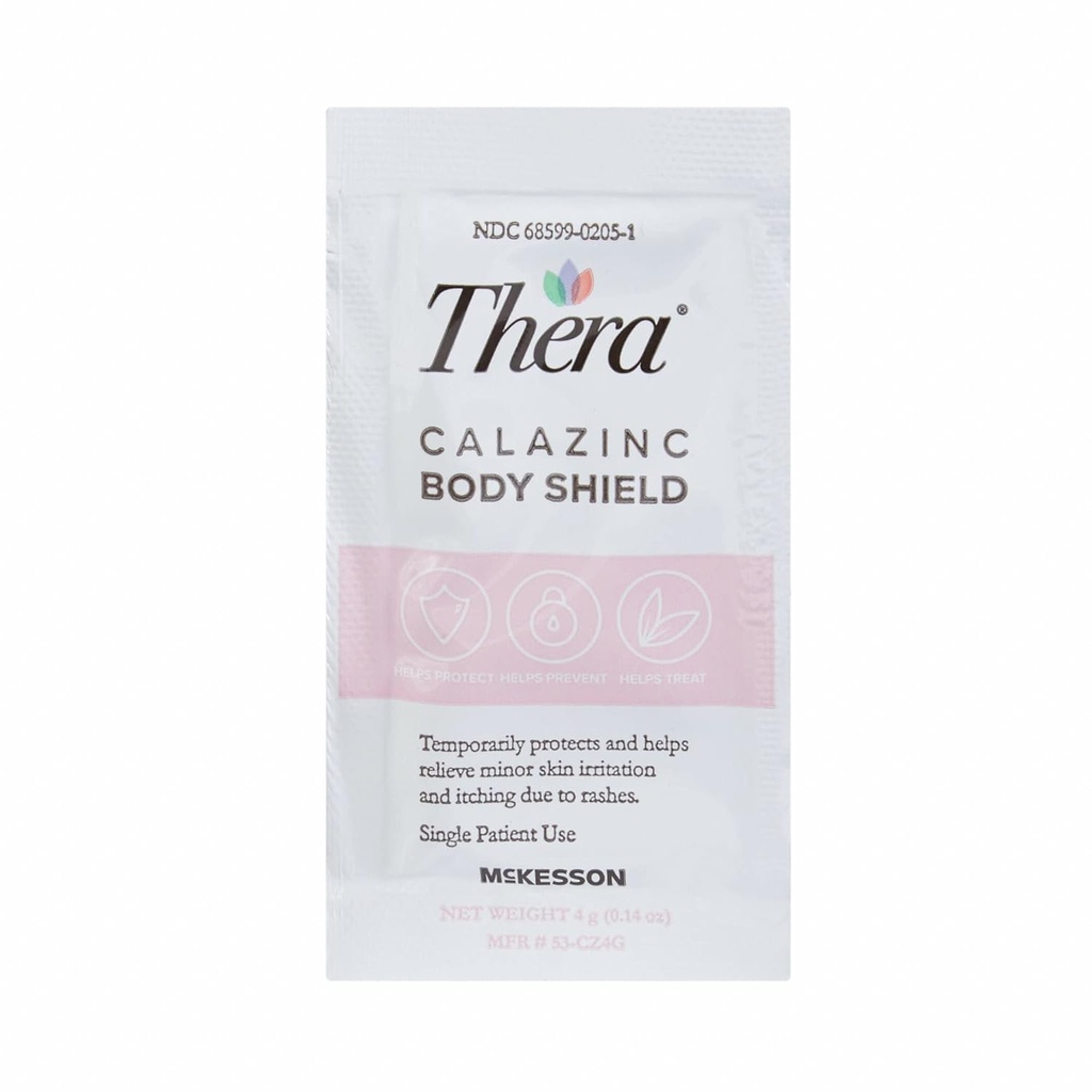 Thera Calazinc Body Shield, Calamine à la crème de zinc [144 Packets Total] -Onguent de barrière de peau pour l'eczéma, le psoriasis, la corbeille - Packets individuels, 4 g Packet