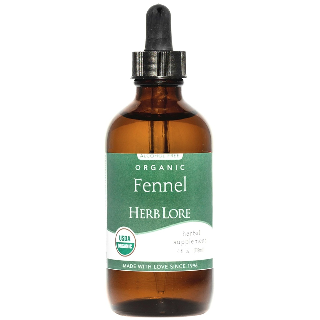 Teinture de graines de fenouil biologique Herb Lore - Apaisant Gaz et Bloating - Supplément de soutien à l'allaitement - 4 fl oz
