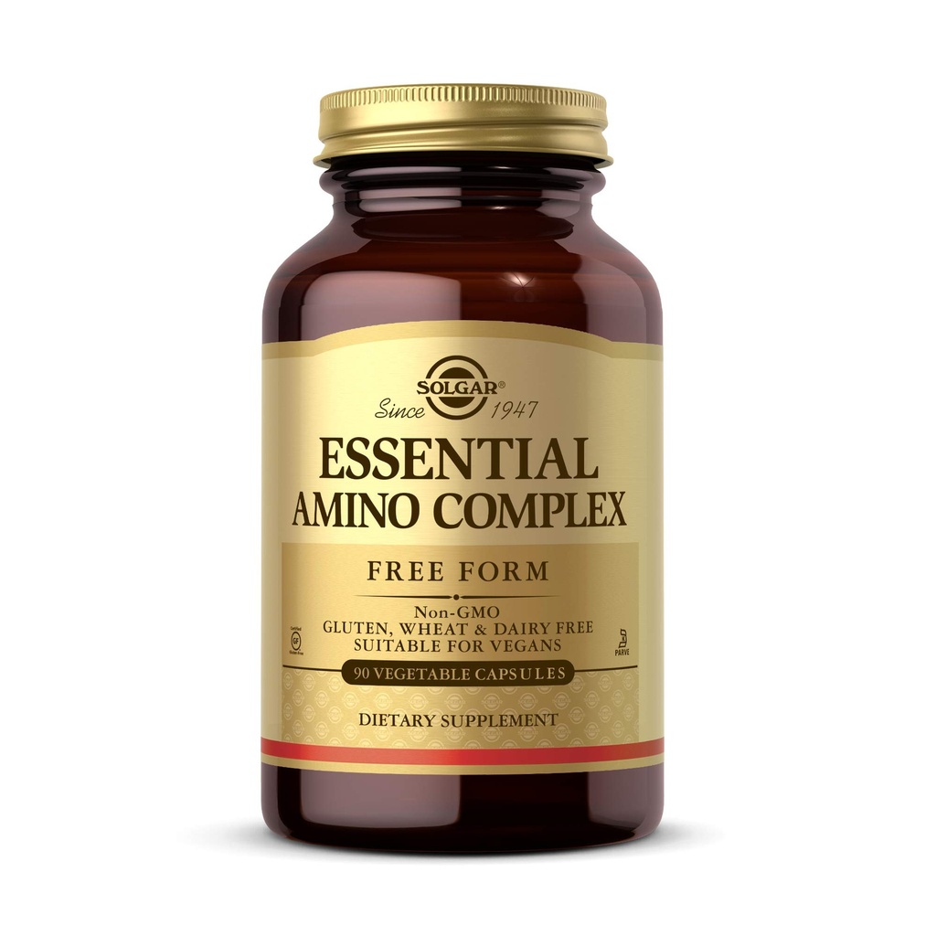Solgar Essential Amino Complex, 90 Vegetable Capsules - Free Form Essential Amino Acids - Non-GMO, Vegan, Glutenfrei, Dairy Free, Kosher - 90 Servierungen