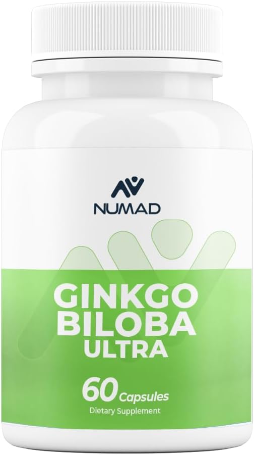 NUMAD Ginseng (600mg) + Ginkgo Biloba (120mg) 60 Kapseln Extrastärke Nootropics Gehirnunterstützungsergänzung für Speicher & Fokus